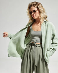 Lapel Collar Single-Breasted Loose-Fitting Shirt