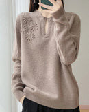Floral-Embroidered Wool Sweater