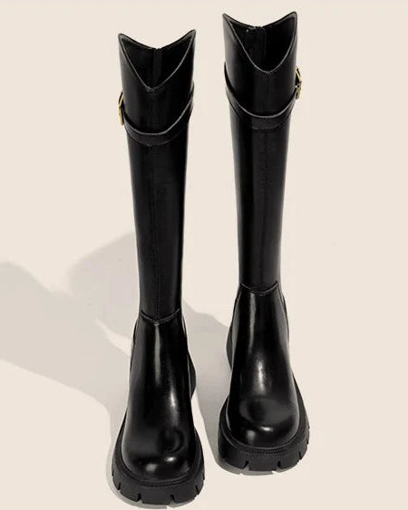 Fur-Lined Knee-High Riding Boots