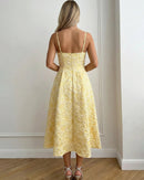 V-Neck Sleeveless Backless Jacquard A-Line Midi Dress