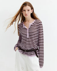 Striped Knit Long-Sleeve Top