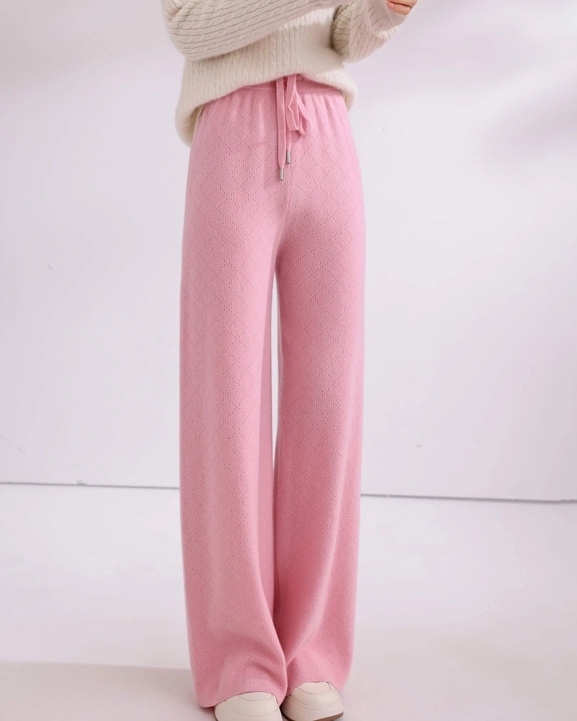 Drawstring Wide Leg Knitted Trousers