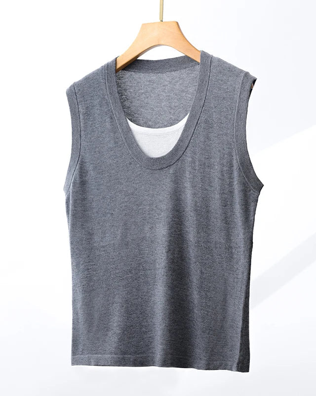 Wool-Blend Crew-Neck Knitted Vest