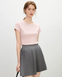 Straight-Cut Slim-Fit Crew Neck Short-Sleeved T-Shirt