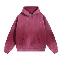 Oversized Warm Paint Distressed Hoodies