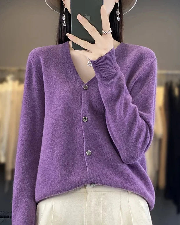 Merino Wool V-Neck Cardigan