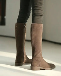 Suede Zip Knee Plush-High Boots