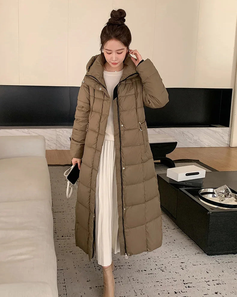 Long Hooded Quilted Puffer Coat