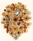 Stylish Gold-Plated Gemstone Brooch