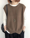 Loose-Knit Cotton Crew-Neck Vest
