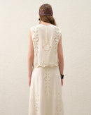 Linen Cut-Out Embroidered Sleeveless Top