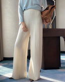 Wool Cable Knit Wide-Leg Trousers