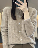 Thick Button-Front Merino Wool Cardigan