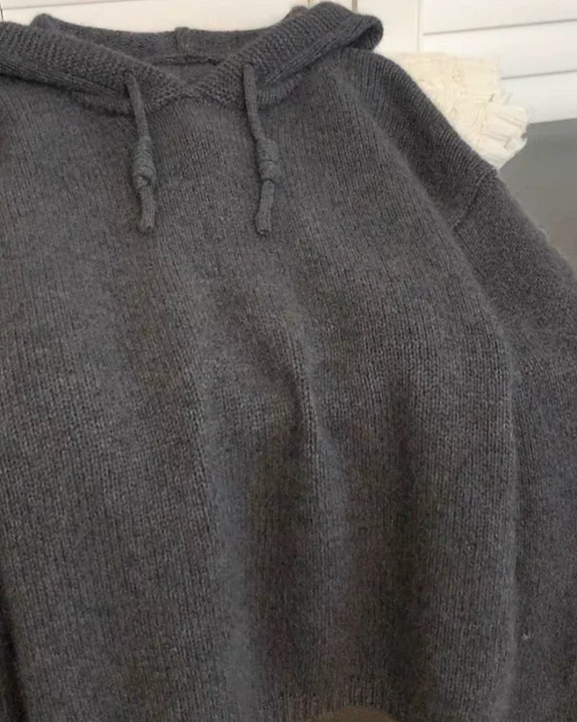 Pure Wool Hooded Knit Pullover