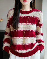 Merino Wool Stripe Block Pullover