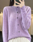 Merino Wool Round Neck Knit Cardigan