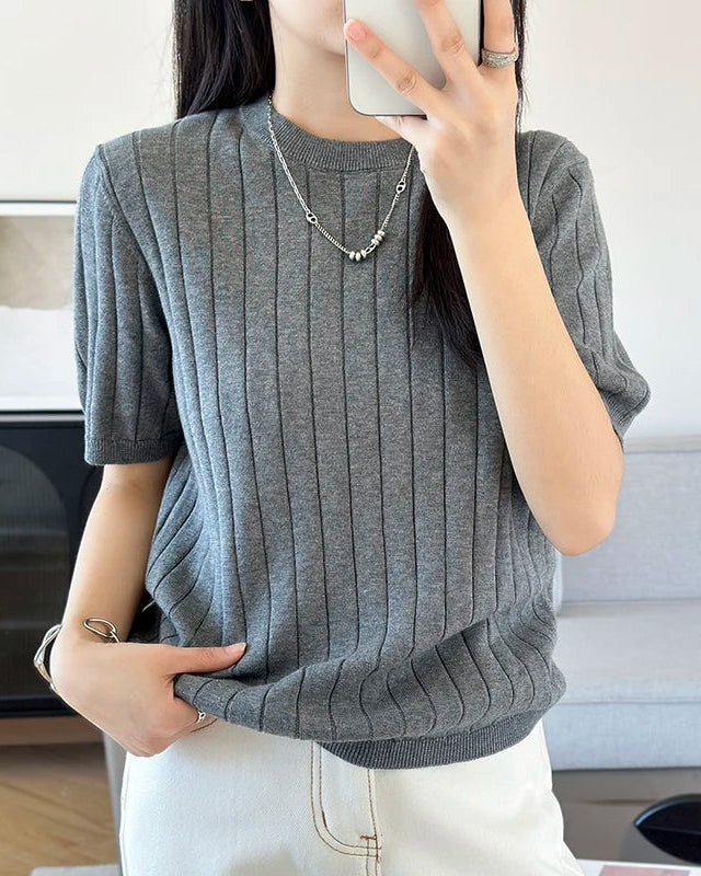 Essential Cotton Knit Pullover Top