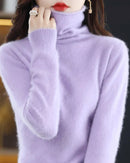 High-Neck Mink Cashmere Pullover Sweater