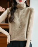Wool Turtleneck Sleeveless Knit Vest