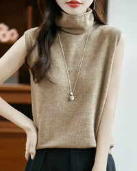 Wool Turtleneck Sleeveless Knit Vest