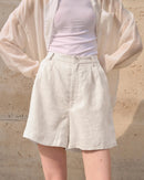 High-Waisted Casual Linen Shorts