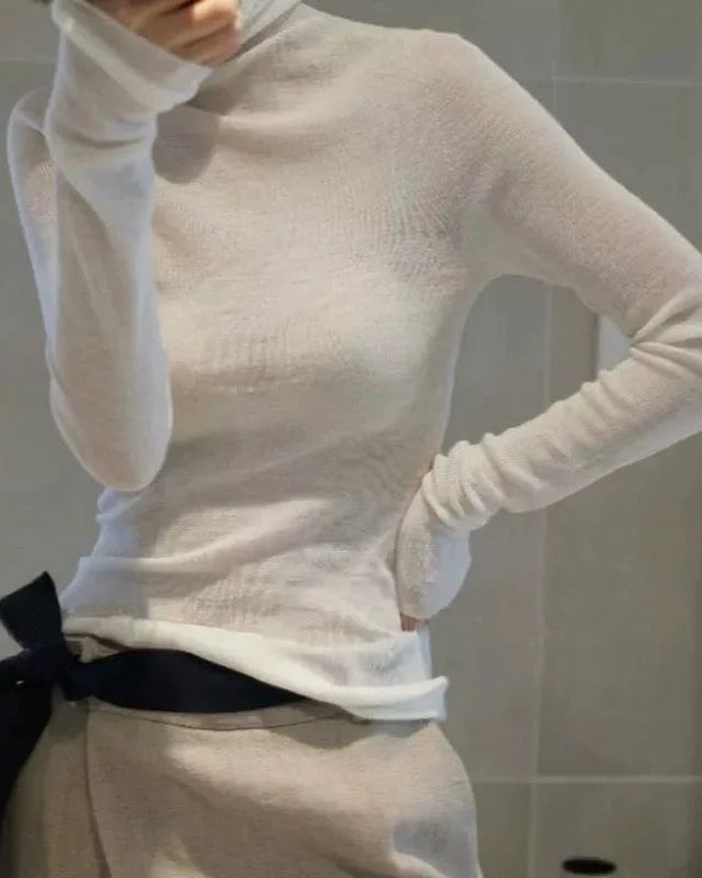 Stretch Wool Turtleneck Sweater