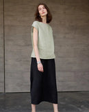Linen Crew Neck Loose Casual Sleeveless Shirt