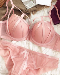 Classic Bandage Lace Cutout Push-Up Bra Set