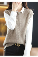 O-Neck 100% Wool Sweater Vest