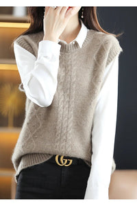 O-Neck 100% Wool Sweater Vest