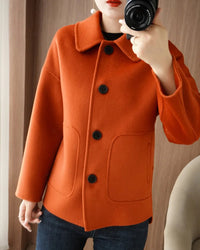 Classic Refined Wool Buttoned Overcoat