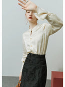 New Chinese Style Acetic Acid Button-down Shirt