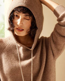 Cashmere Knitted Long-Sleeved Hooded Pullover