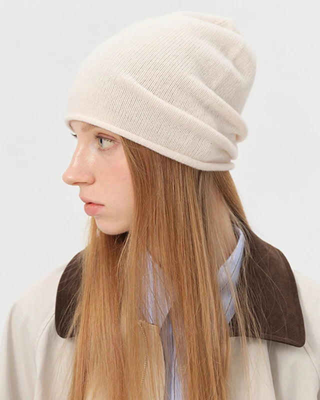 Rolled-Edge Wool Slouch Beanie