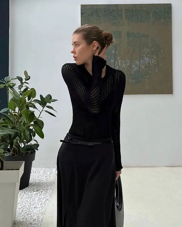 Slim See-Through Pullover Top
