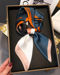 Printed Satin Square Neckerchief Scarf