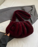 Ruched Faux Fur Cloud Shoulder Bag