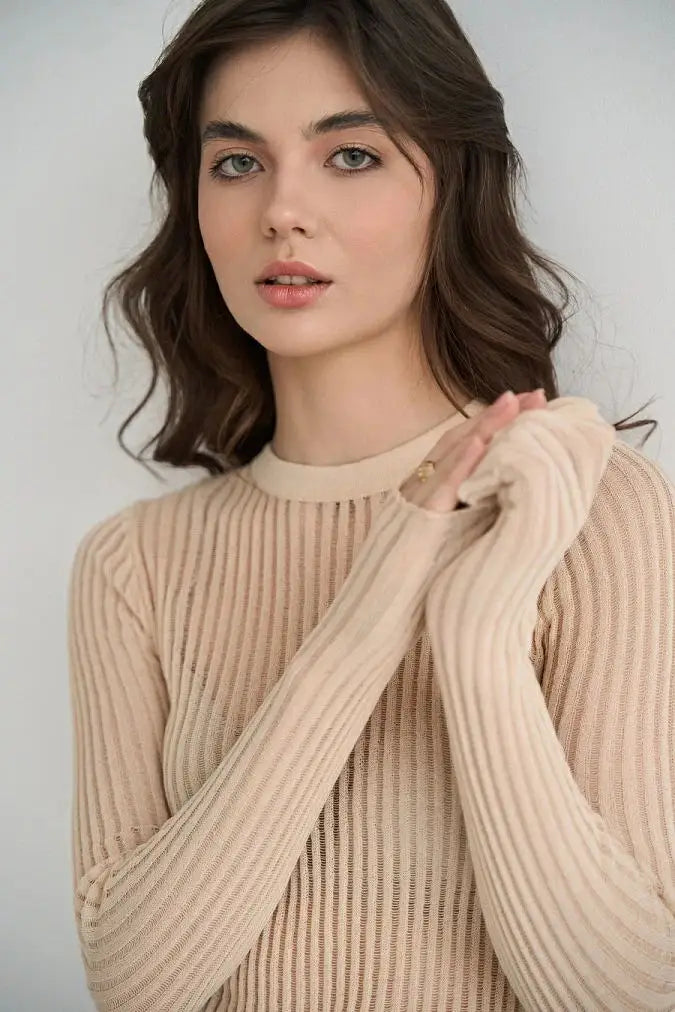 Slim See-Through Pullover Top