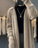 Long Wool Twisted Knit Cardigan Sweater