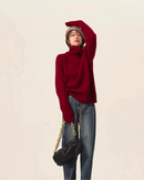 High-Neck Cashmere Loose Retro Sweater