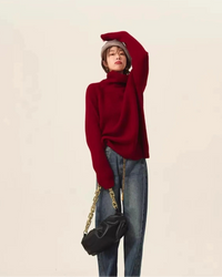 High-Neck Cashmere Loose Retro Sweater