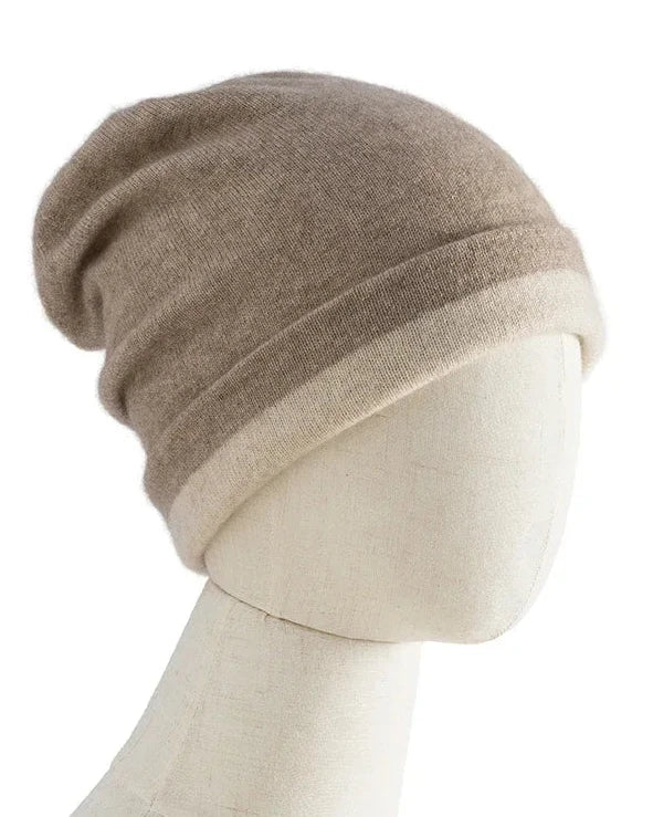 Two-Tone Cashmere Wool Beanie