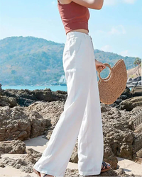 High-Waisted Wide-Leg Cotton And Linen Pants