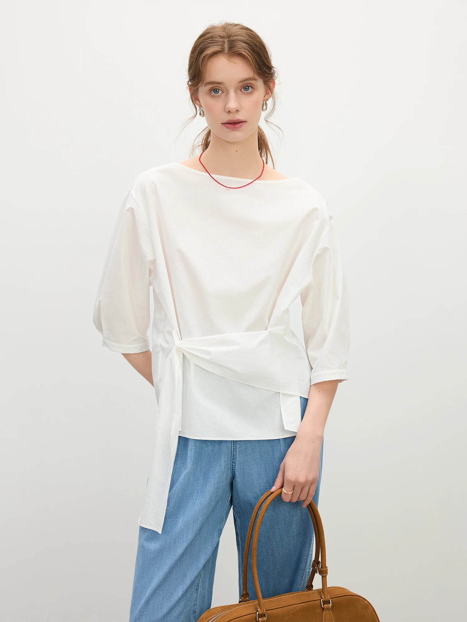 Asymmetric Draping & Breathable Linen Blend Shirt