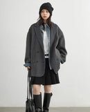 Wool-Blend Double-Breasted Midi Overcoat