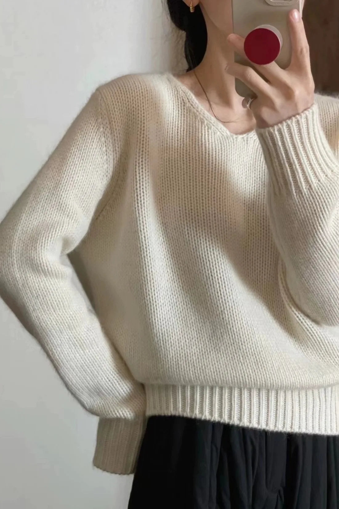 V-neck Pure Cashmere Sweater