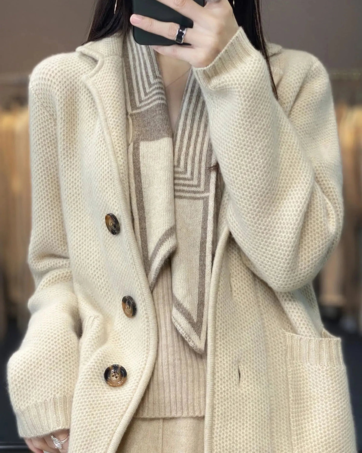 Pure Wool Stand Collar Cardigan