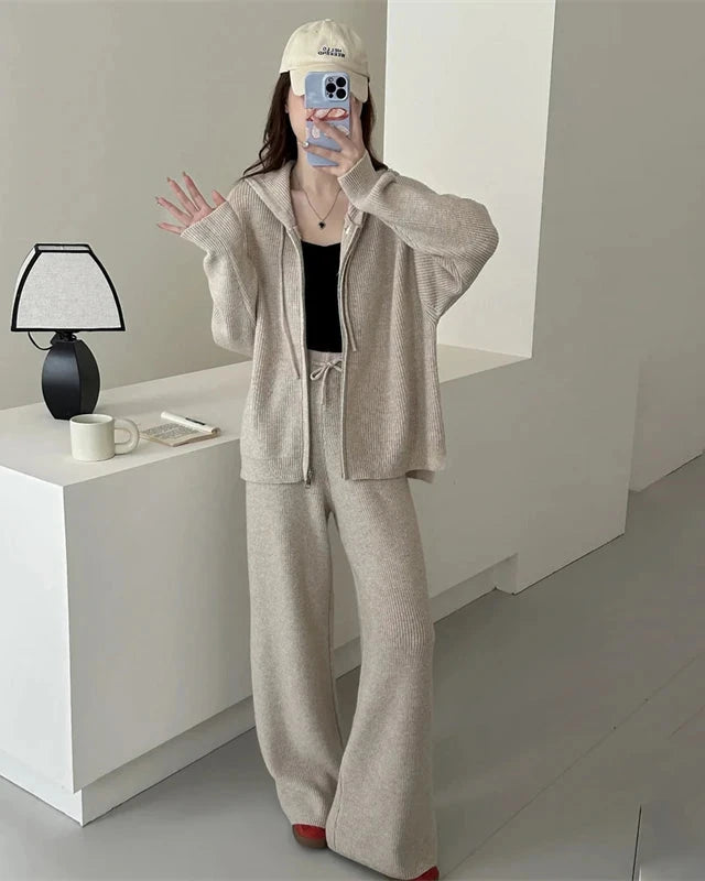 Merino Wool Hooded Knit Set