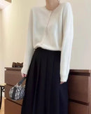 Pure Wool Round-Neck Slim Cardigan