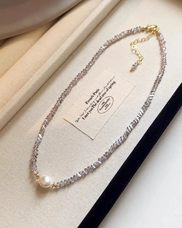 Pearl & Crystal Beaded Chain Necklace